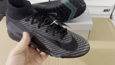 Men's Nike Air Zoom Mercurial Superfly 10 Elite TF Football Shoes - Black/Green/Silver