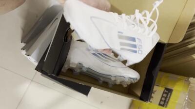 Men's Adidas F50 Elite FG Football Boots - White/Silver/Blue