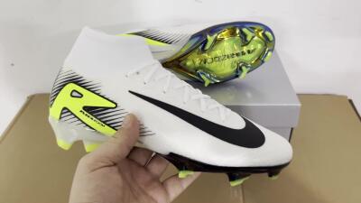 Unisex Nike Air Zoom Mercurial Superfly 10 Elite FG Football Boots - White/Black/Yellow/Gold