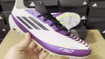 Unisex Messi x Adidas F50 Elite FG Football Boots - White/Black/Purple