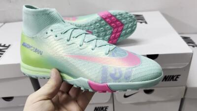 Unisex Nike Air Zoom Mercurial Superfly 10 Elite TF Football Shoes - Jade/Pink/Blue