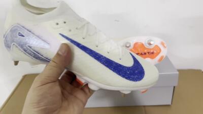 Men's Nike Air Zoom Mercurial Vapor 16 Elite SG Football Boots - Beige/Blue/White