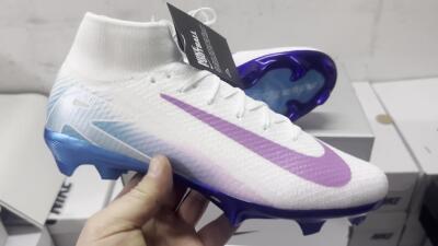 Unisex Nike Air Zoom Mercurial Superfly 10 Elite FG Football Boots - White/Purple/Blue
