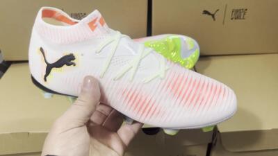 Men's Puma Future 8 Ultimate FG Football Boots - White/Red/Yellow