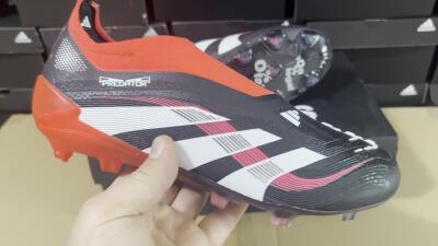 Unisex Adidas Predator Laceless Elite 25 FG Football Boots - Black/White/Red