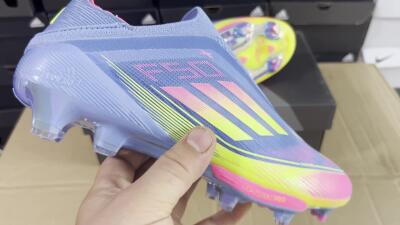 Unisex Adidas F50+ Elite Laceless FG Football Boots - Blue/Yellow/Pink
