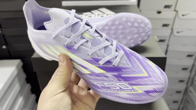 Men's Adidas F50 Elite TF Football Shoes - Purple/Yellow/White