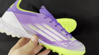 Men's Adidas F50 Pro TF Football Shoes - Purple/White/Yellow