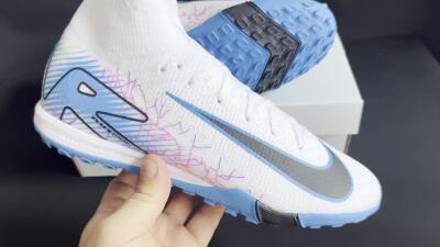 Unisex Nike Air Zoom Mercurial Superfly 10 Elite TF Football Shoes - White/Blue/Black