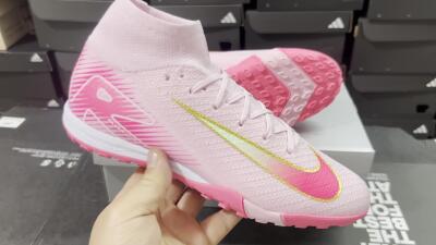 Unisex Nike Air Zoom Mercurial Superfly 10 Elite TF Football Shoes - Pink/Red/Gold