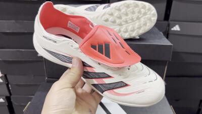 Unisex Adidas Predator Elite Foldover Tongue TF Football Shoes - Beige/Black/Red