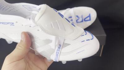 Men's Adidas Predator 25 Foldover Tongue FG Football Boots - White/Silver/Blue