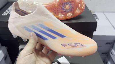 Men's Adidas F50 Elite Laceless FG Football Boots - Pink/Blue/Gold