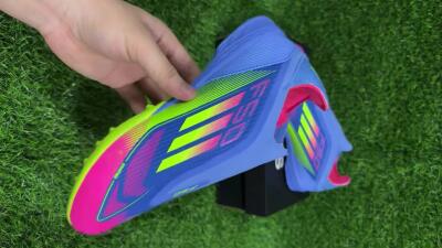 Unisex Adidas F50 Elite Laceless TF Football Shoes - Blue/Pink/Yellow