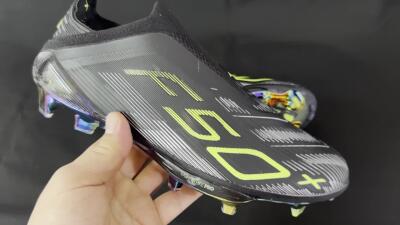 Unisex Adidas F50+ Lightstrike Pro Laceless FG Football Boots - Black/Silver/Yellow