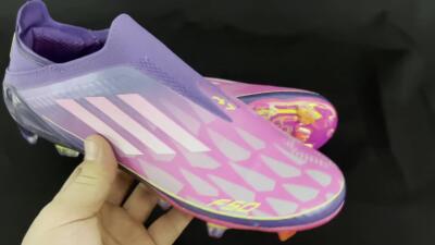 Men's Adidas F50+ Elite Laceless FG Football Boots - Pink/Yellow/Purple