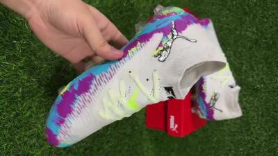 Unisex Puma Future 8 Ultimate FG Football Boots - White/Purple/Yellow/Blue