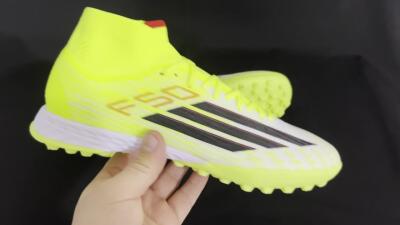 Men's Adidas F50 Elite Mid TF Football Shoes - Yellow/Black/Red