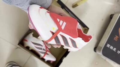 Unisex Adidas Predator 26 Elite Fold-Over Tongue FG Football Boots - White/Electric Red/Steel Gray