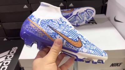 Men's Nike Air Zoom Mercurial Superfly 9 Elite FG Football Boots - White/Blue/Red