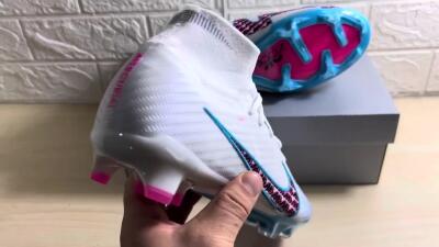 Men's Nike Air Zoom Mercurial Superfly 9 Elite FG Football Boots - White/Blue/Pink