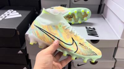 Men's Nike Air Zoom Mercurial Superfly 9 Elite AG Football Boots - White/Green/Orange