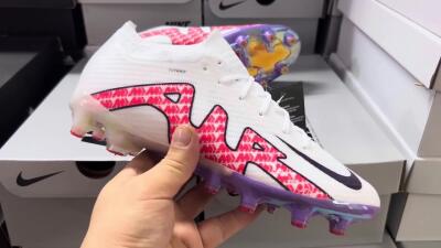 Unisex Nike Air Zoom Mercurial Vapor 15 Elite AG Football Boots - White/Pink