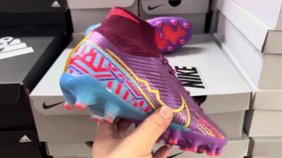 Men's Nike Air Zoom Mercurial Superfly 9 Elite AG Football Boots - Red/Gold/Blue