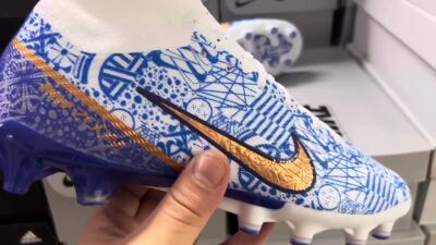 Men's Nike Air Zoom Mercurial Superfly 9 Elite AG Football Boots - Blue/White