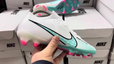 Unisex Nike Air Zoom Mercurial Vapor 15 Elite FG Football Boots - White/Blue/Pink