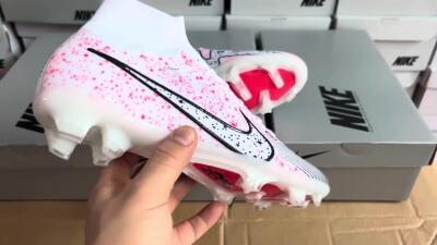 Men's Nike Air Zoom Mercurial Superfly 9 Elite FG Football Boots - White/Pink/Black