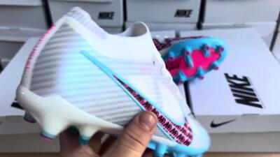 Unisex Nike Air Zoom Mercurial Vapor 15 Elite AG Football Boots - White/Blue/Pink