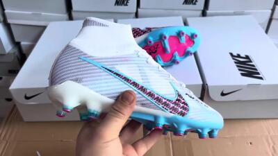 Unisex Nike Air Zoom Mercurial Superfly 9 Elite AG Football Boots - White/Blue/Pink