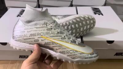 Unisex Nike Air Zoom Mercurial Superfly 9 Elite TF Football Shoes - Silver/Gold