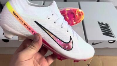 Unisex Nike Air Zoom Mercurial Superfly 9 Elite FG Football Boots - White/Pink/Black