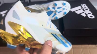 Men's Adidas X Crazyfast.1 FG Football Boots - White/Blue/Gold