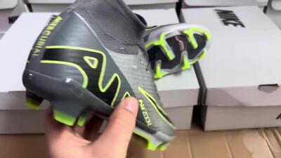 Men's Nike Air Zoom Mercurial Superfly 9 Elite FG Football Boots - Grey/Silver/Black/Green