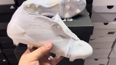 Men's Adidas Predator Elite Foldover Tongue FG Football Boots - White/Silver