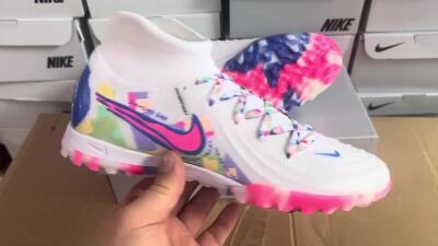 Men's Nike Phantom Luna 2 Elite TF Football Shoes - White/Pink/Blue