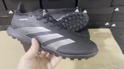 Men's Adidas Predator 24 Elite TF Football Shoes - Black/Silver/Black
